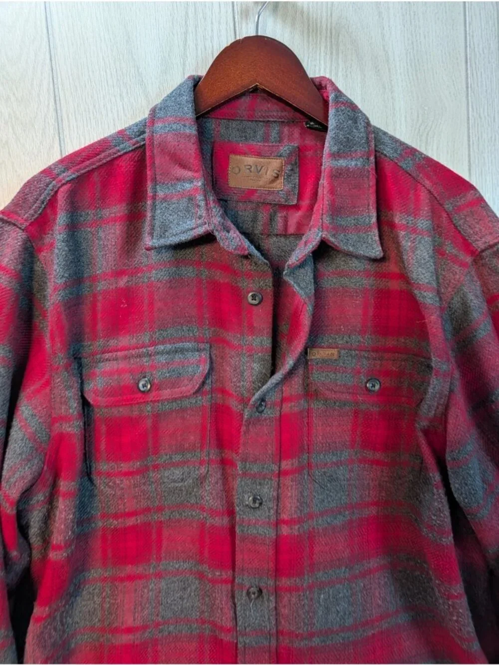 Men's Orvis Classic Fit Heavyweight Double Sz XL Brushed Flannel Shirt Pockets